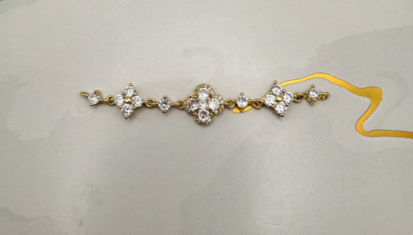 Zircon Clover Design DIY Connector Charms Gold & Silver