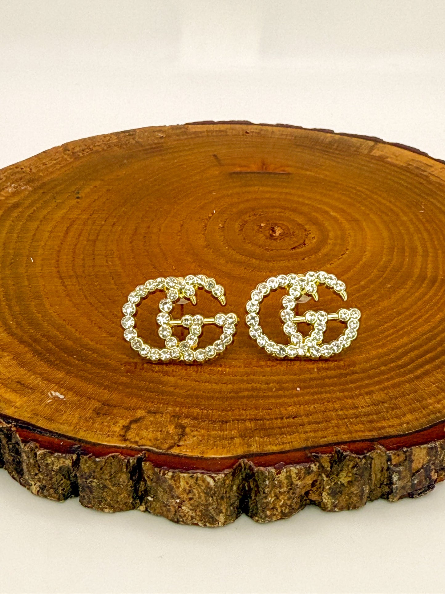 Gold GG Designer Brand Stud Earrings