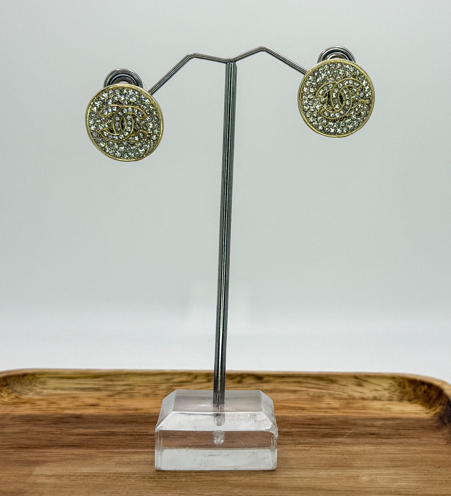 Bling CC Designer Gold Stud Earrings