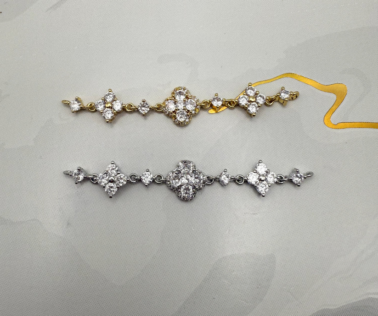 Zircon Clover Design DIY Connector Charms Gold & Silver