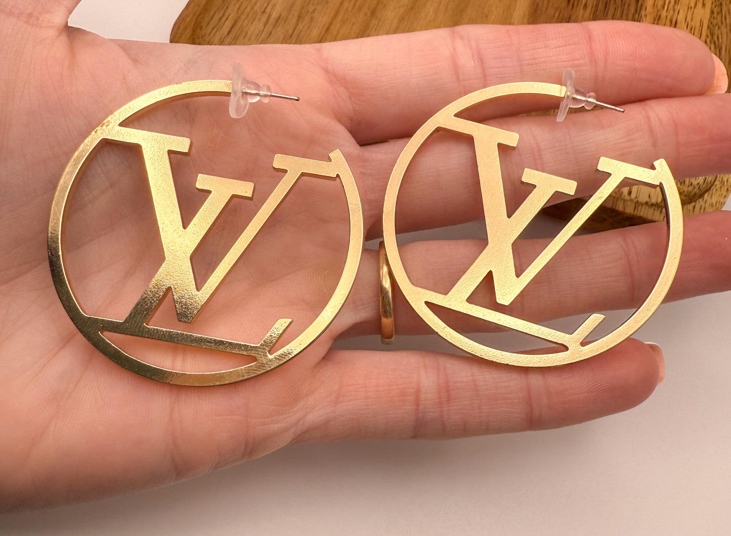Gold LV Designer Hoop Earrings