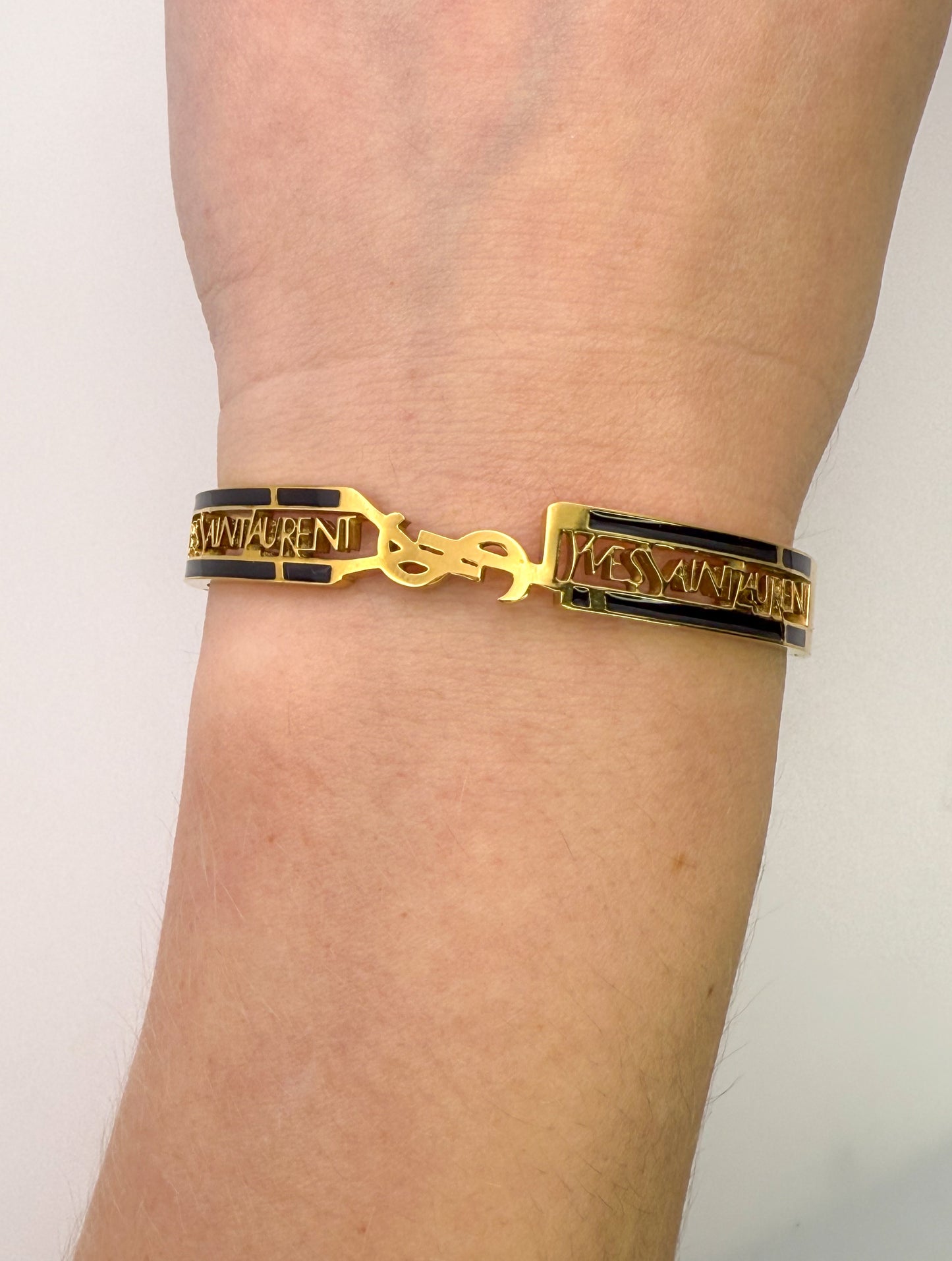 High Quality YSL Designer Gold Stainless Steel Bangle Bracelet with Designer Stamp