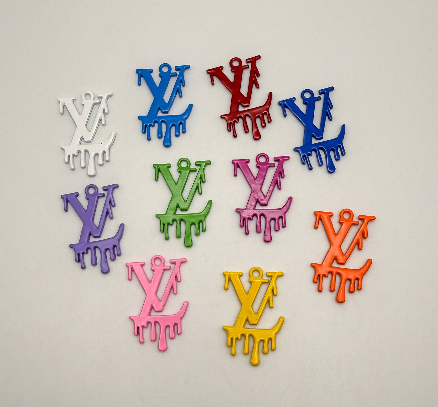 Dripping LV Designer Colorful Enamel Metal DIY Charms