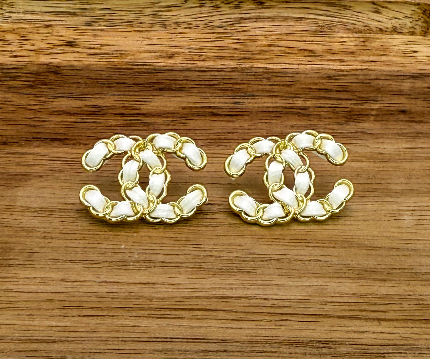 CC Designer LoGo Gold Stud Earrings