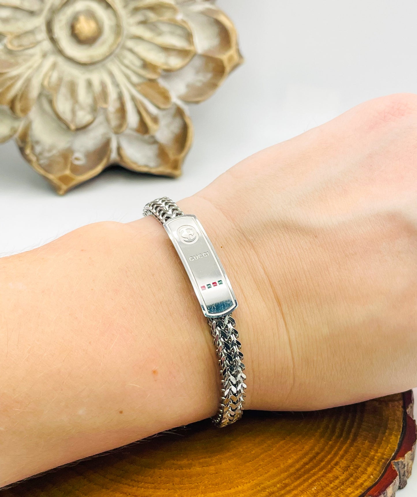 Gucci Stainless Steel Snake Chain Adjustable Bracelet