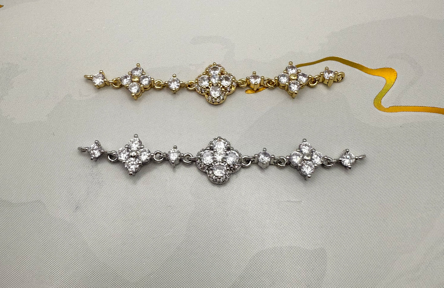 Zircon Clover Design DIY Connector Charms Gold & Silver