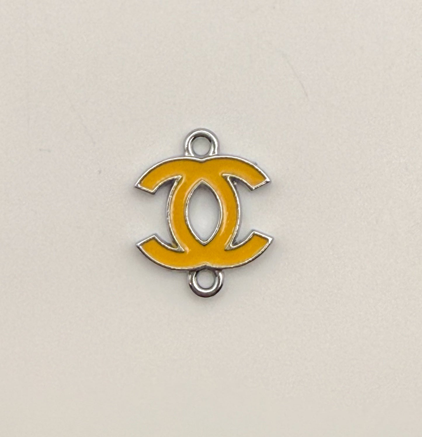 Colorful Enameled Silver CC Designer Connector Metal Charms