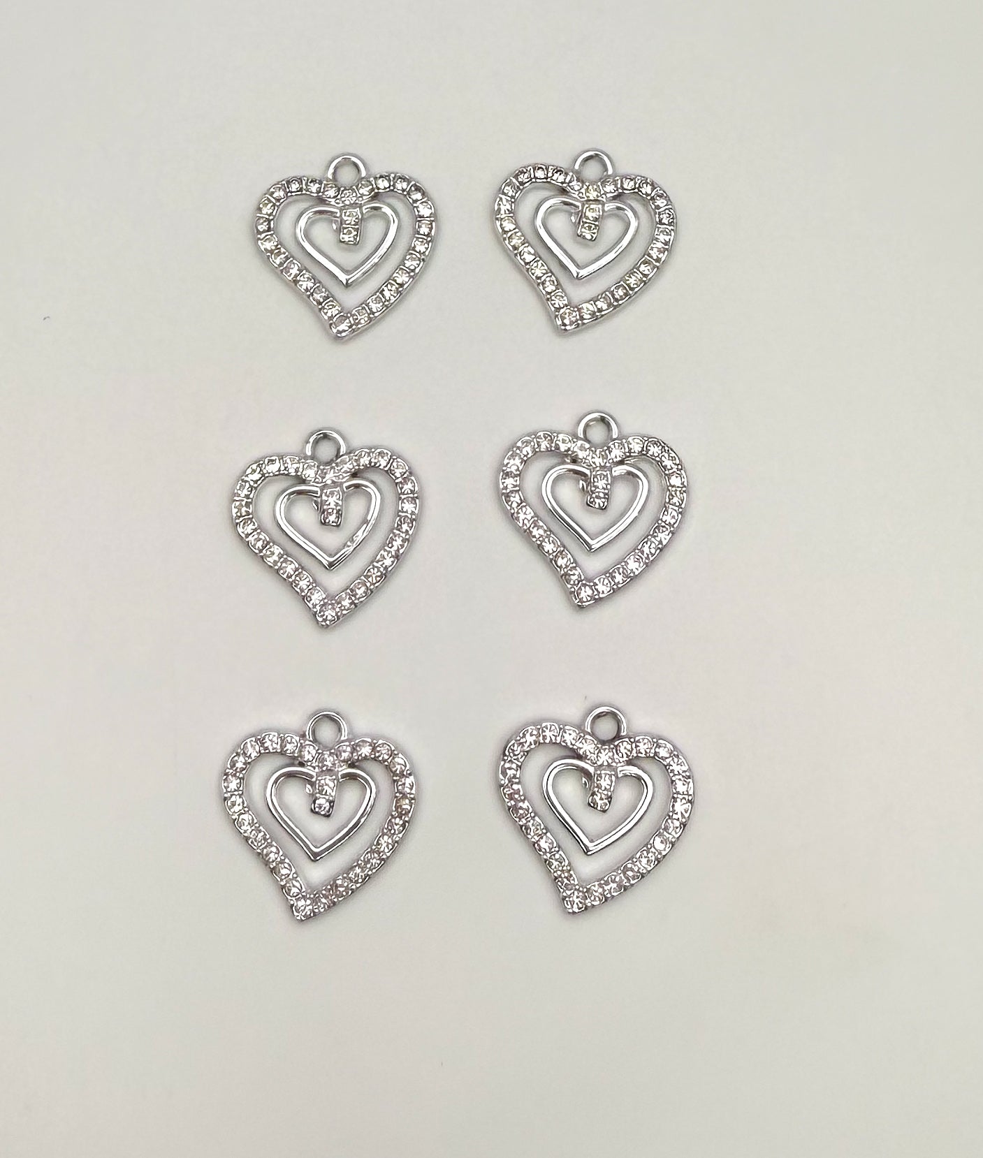 Silver Zircon Heart DIY Charms