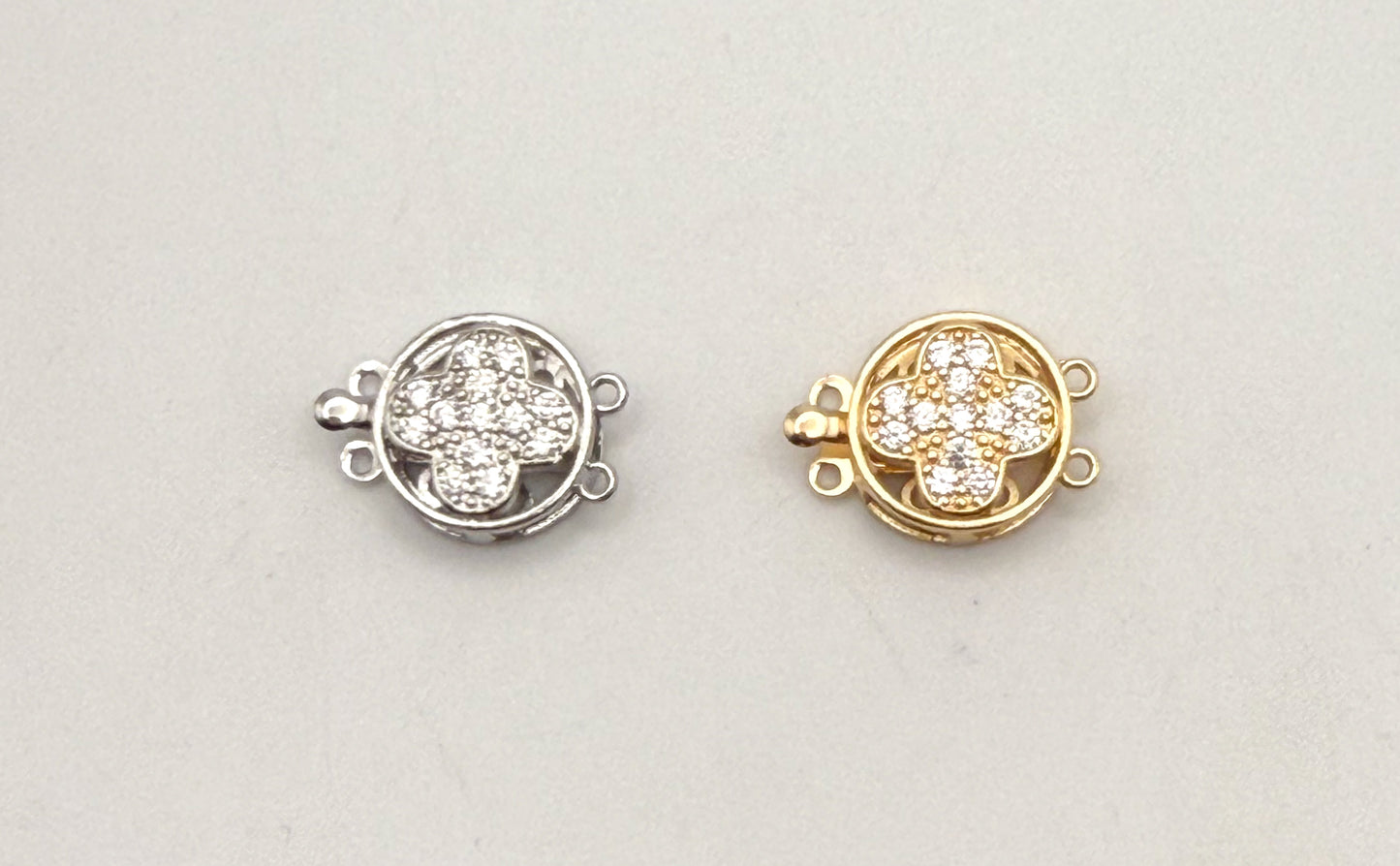 Gold & Silver Double Link Clover Closure Clasp for Jewelry Making
