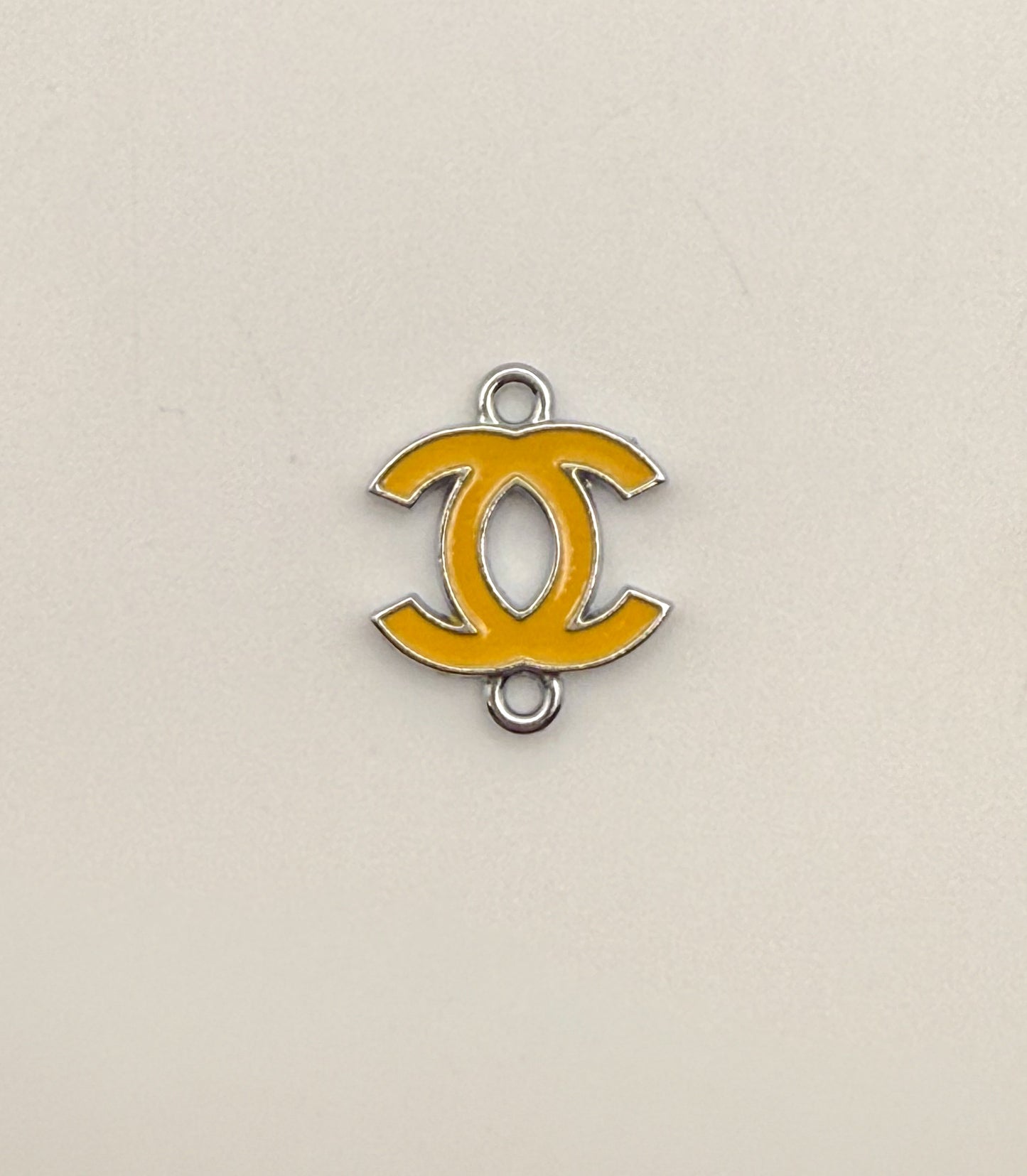 Colorful Enameled Silver CC Designer Connector Metal Charms