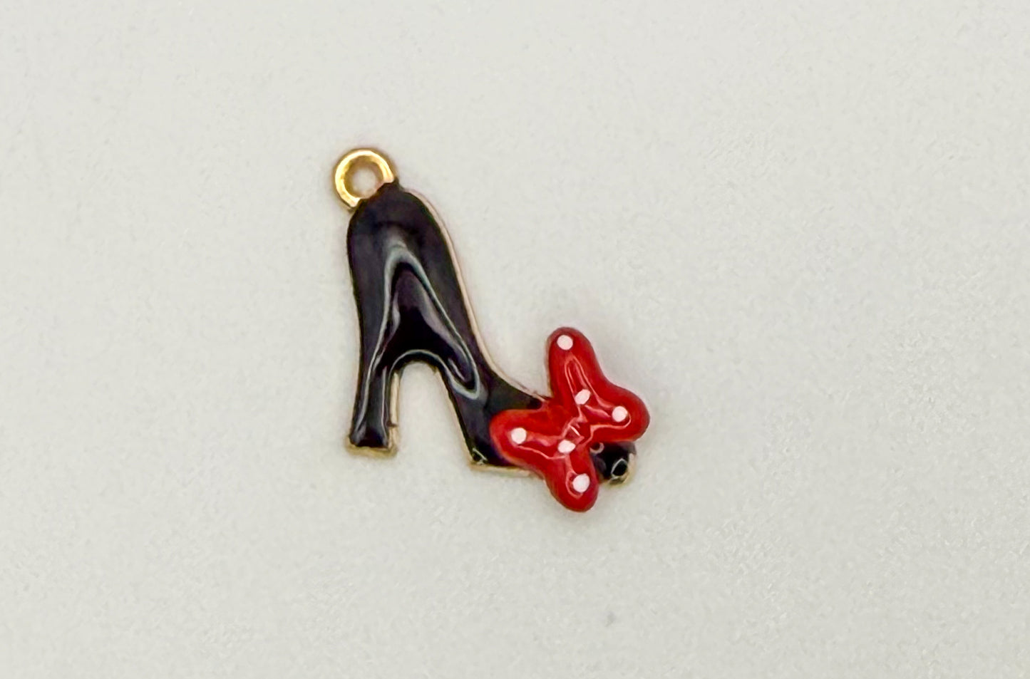 Gold Black High Heel with Red Bow DIY Charms