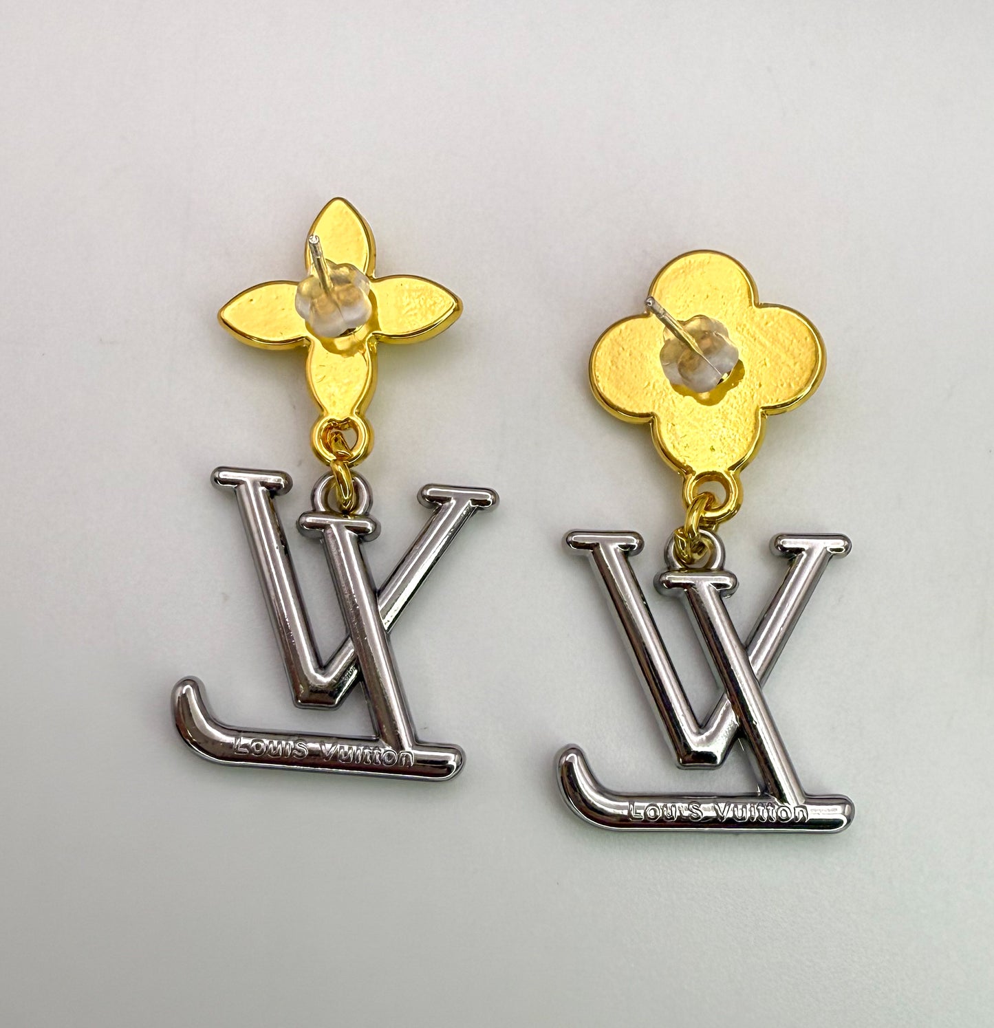 Gold & Silver LV Stud Earrings