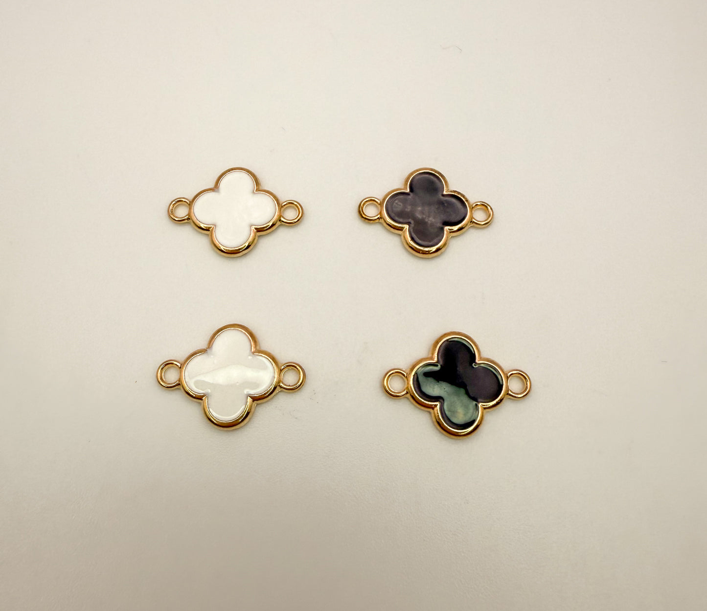 LV Clover Charm Connector (Black or White Enamel)