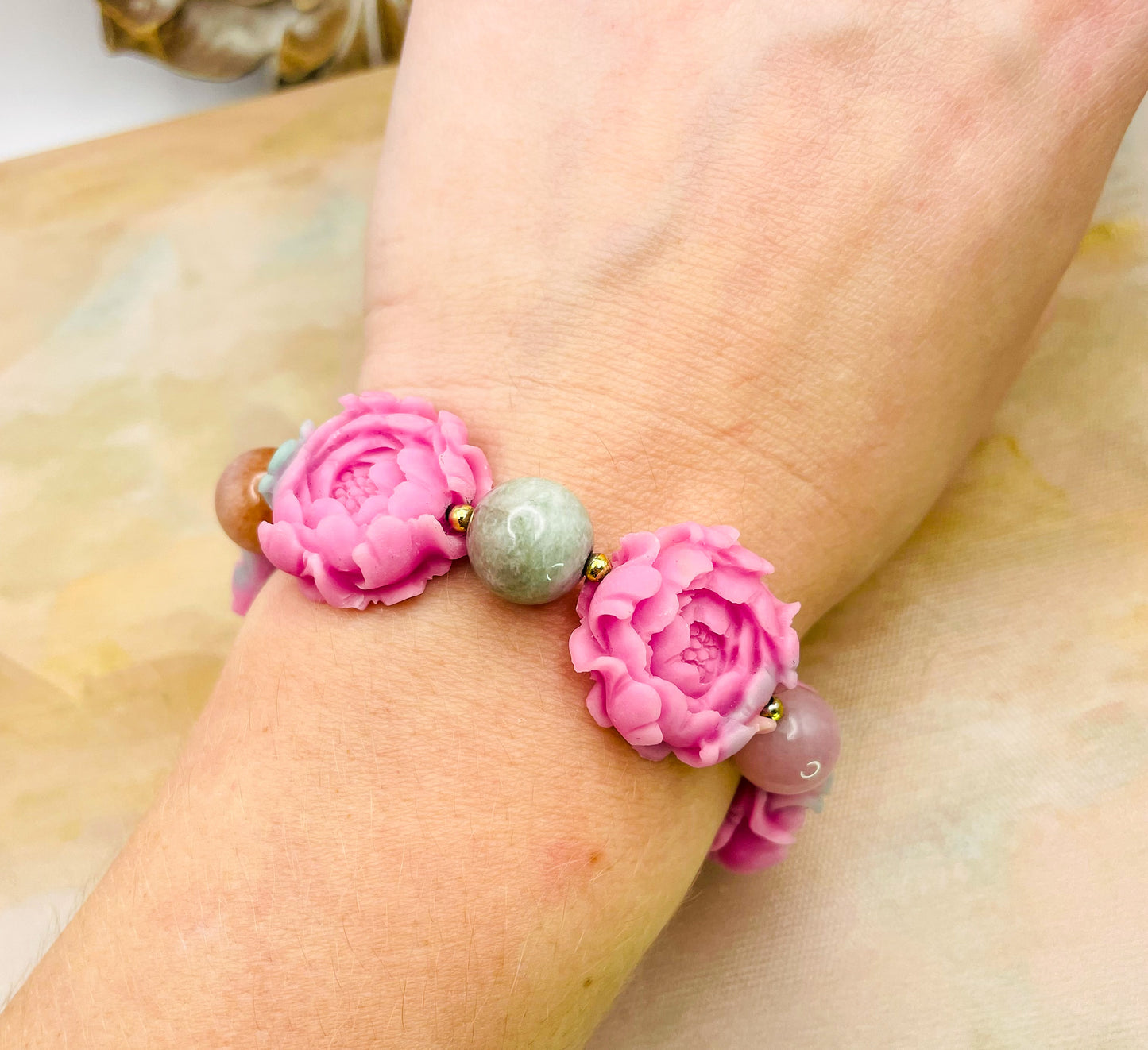 YanYuan Agate Powder Pressed Statement Bracelets