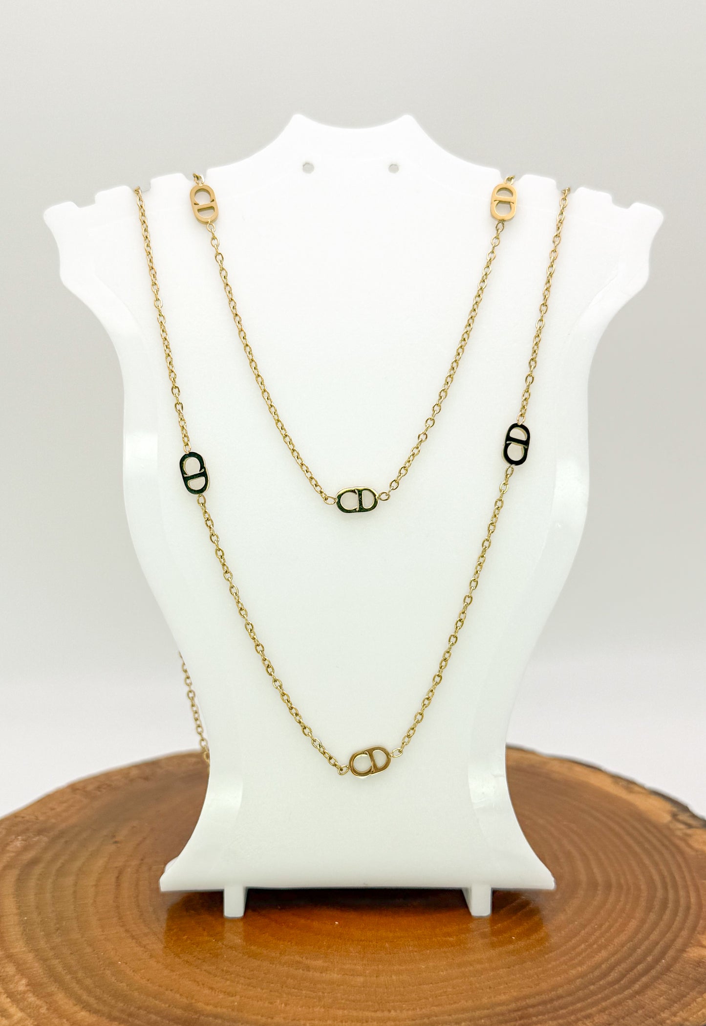CD Designer Gold Double Layered Necklace