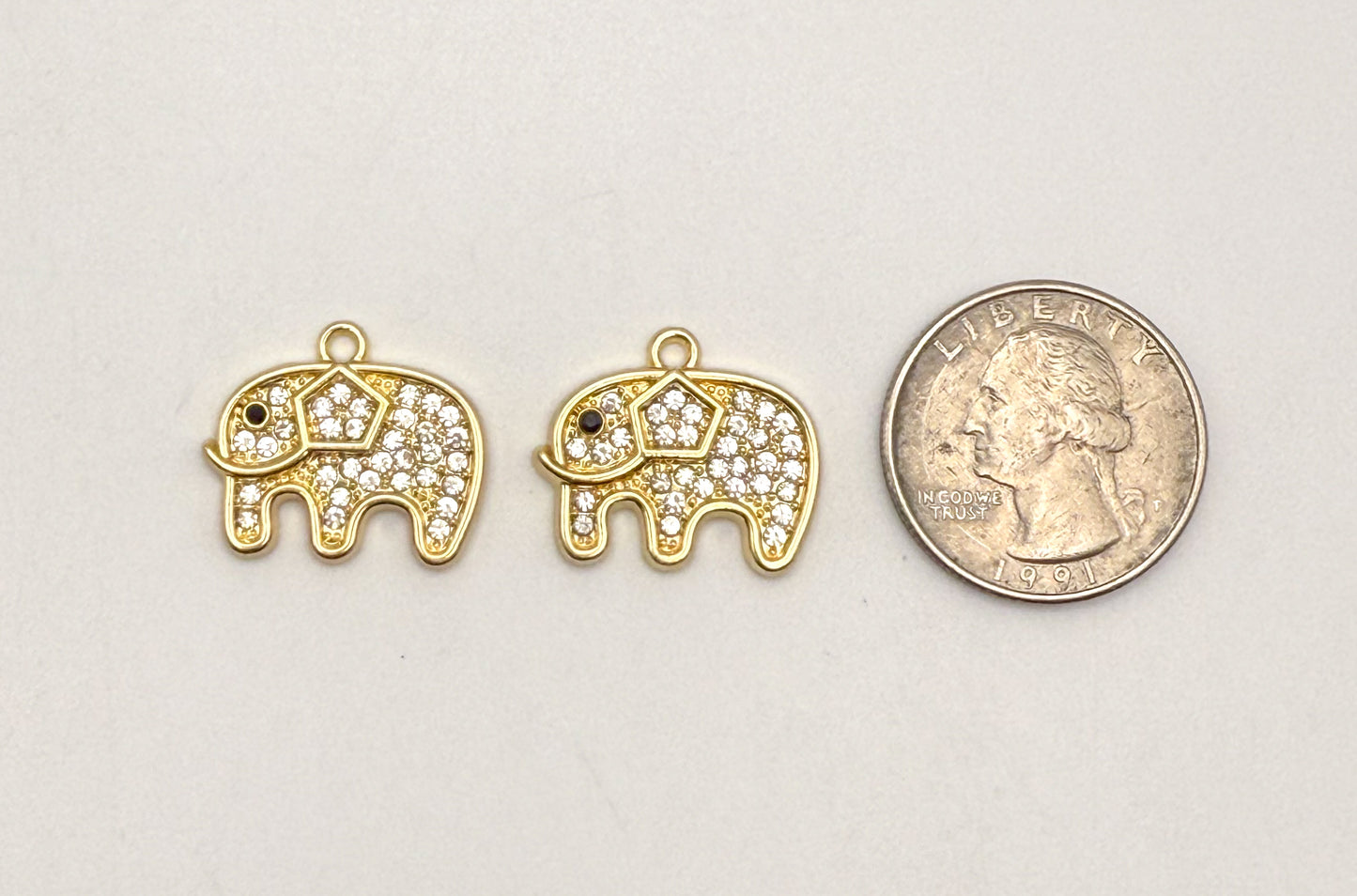 Gold Sparkling Elephant DIY Charm