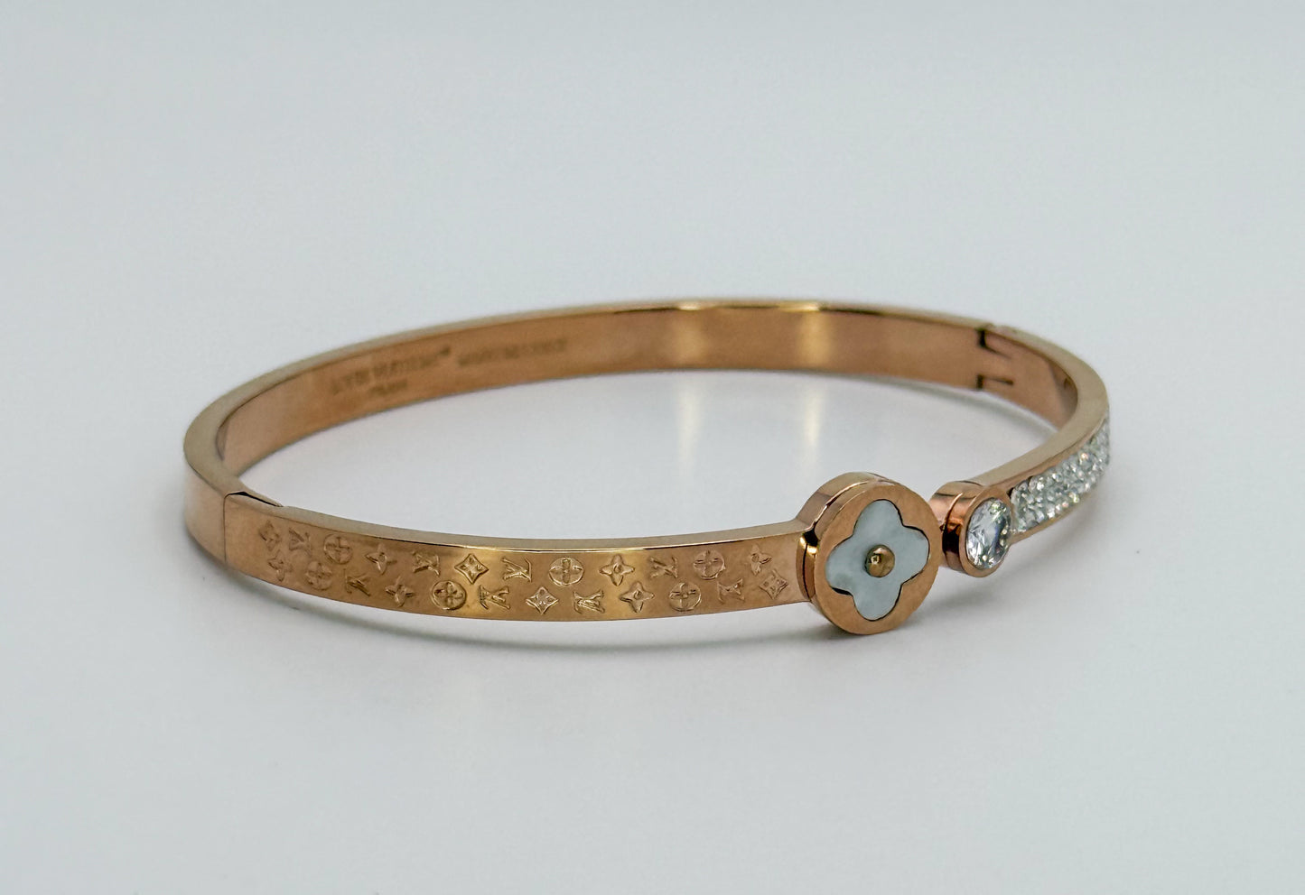 LV Designer Rose Gold Stainless Steel Bangle Bracelet