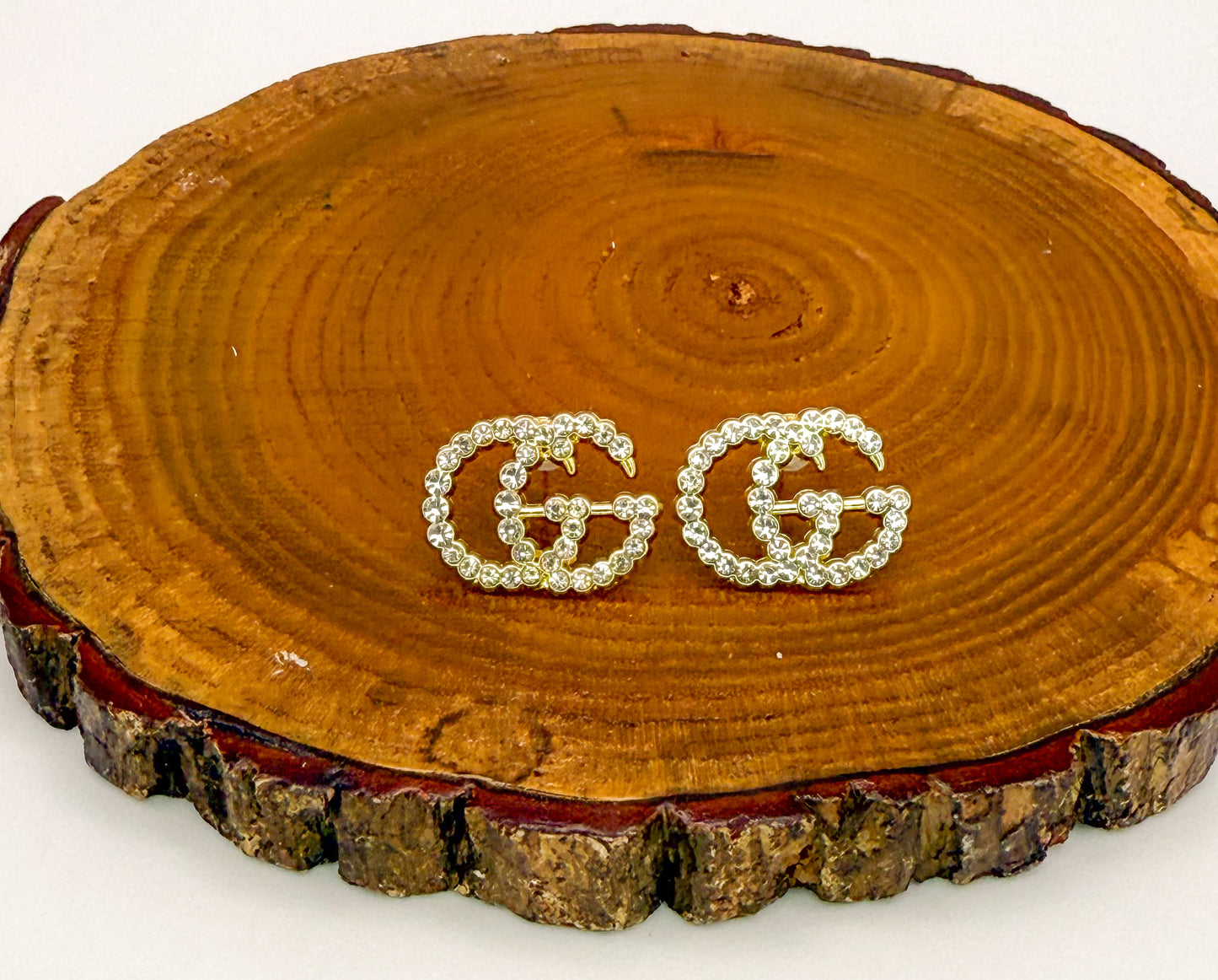Gold GG Designer Brand Stud Earrings
