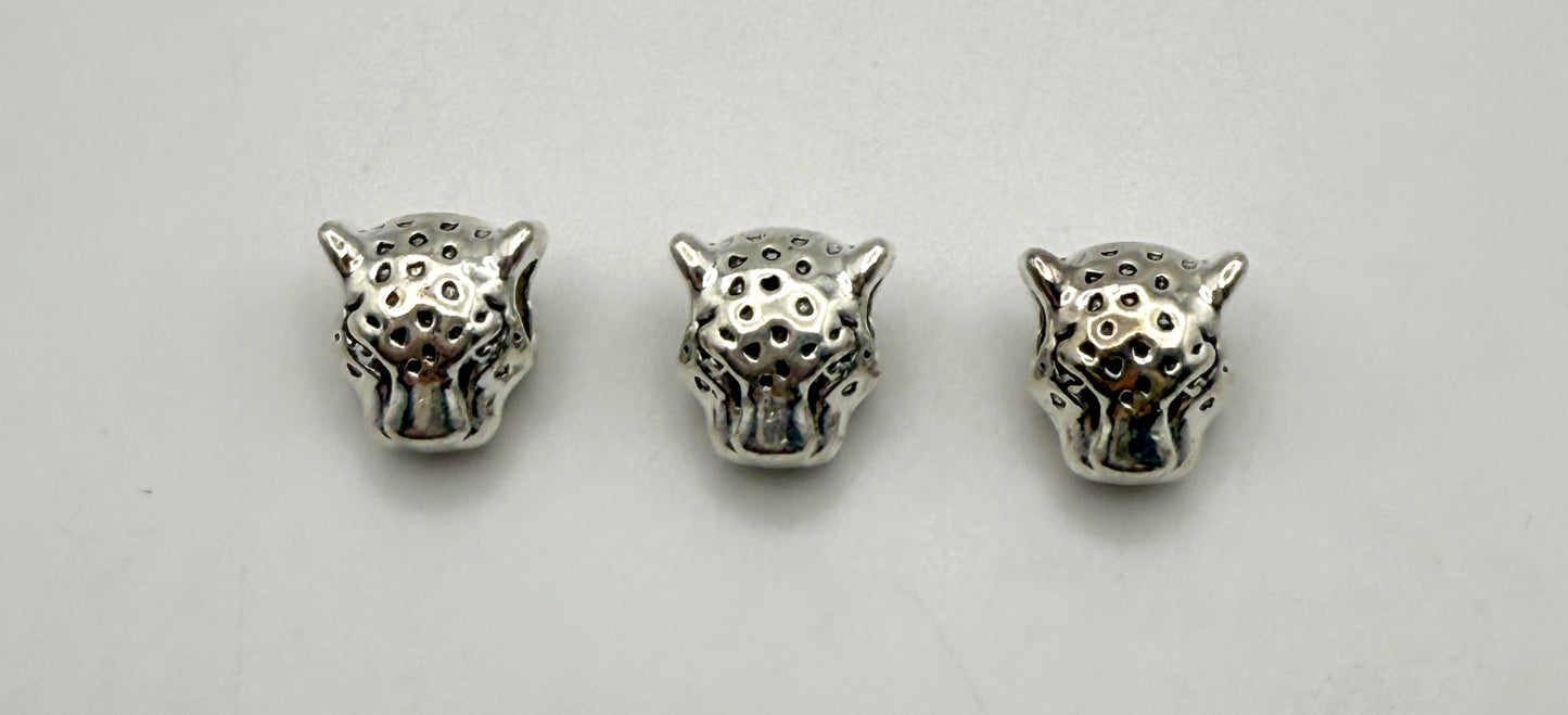 Leopard Head Gold & Silver Spacer Charm Beads