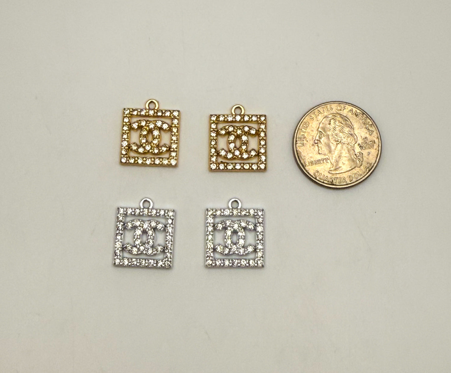 CC Designer Gold and Silver Square DIY Charms