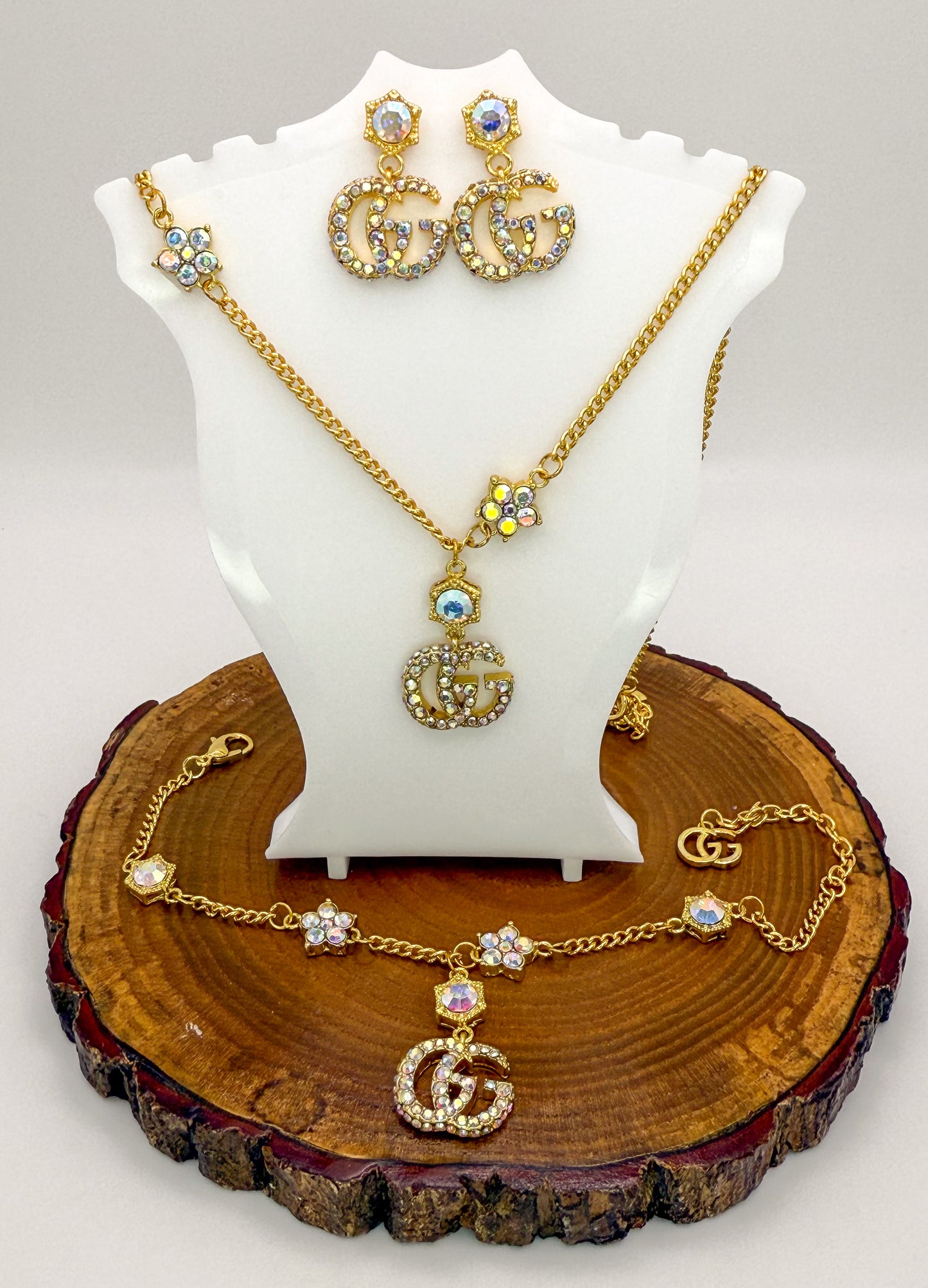 Gold GG Gucci Designer 3-piece Matching Jewelry Set