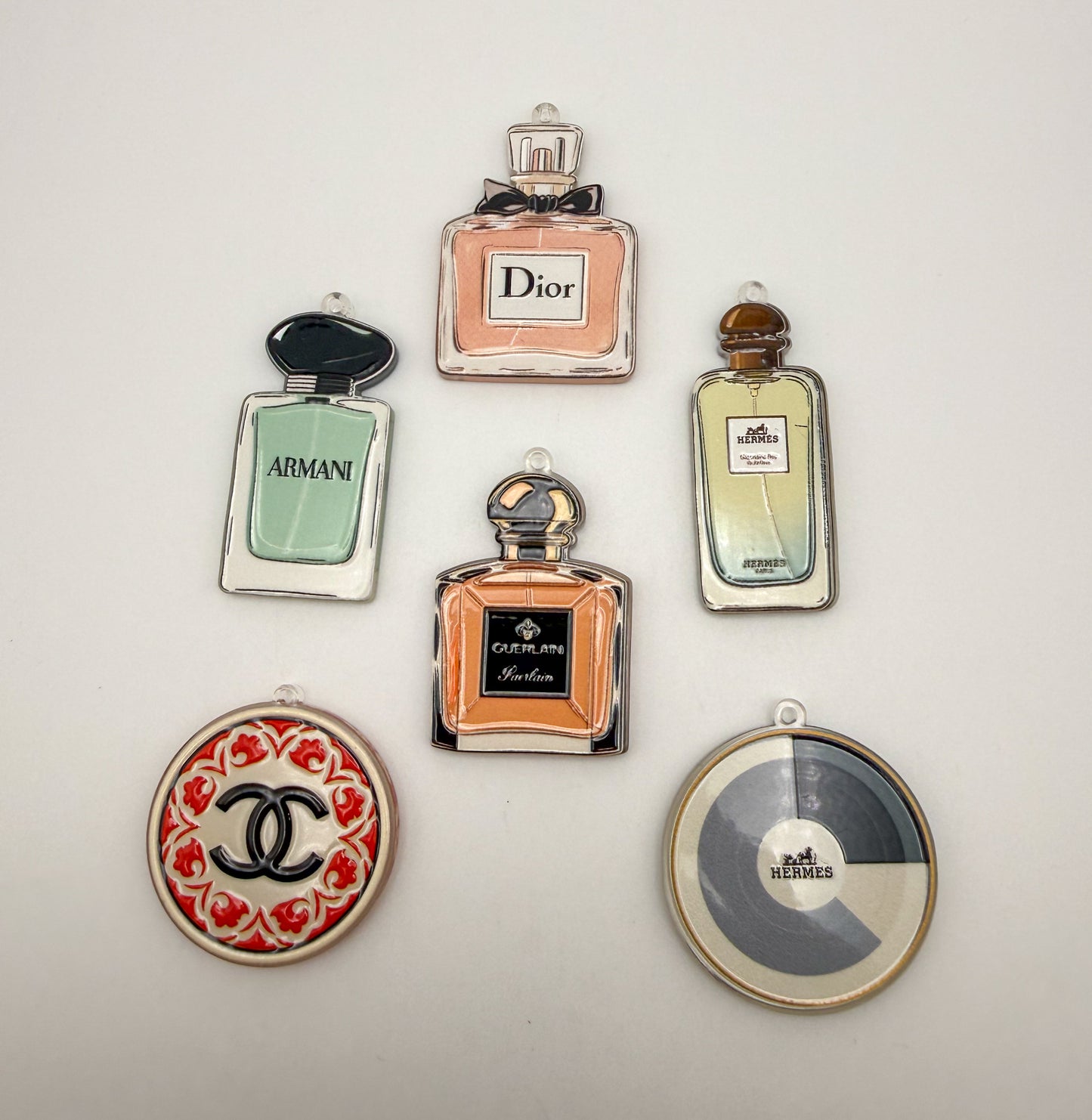 NEW Special Designer Perfume Bottle & Circle Acrylic DIY Charms Keychain