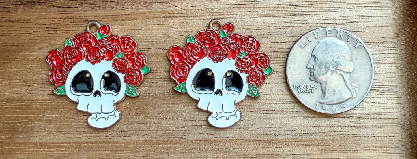 Skull with Rose Head Wrap DIY Charm