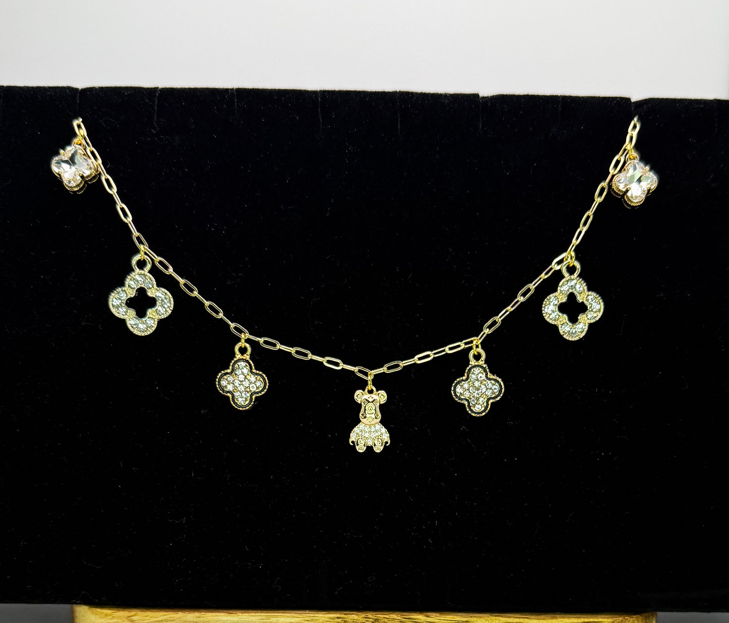LV Inspired Gold Charm Necklaces