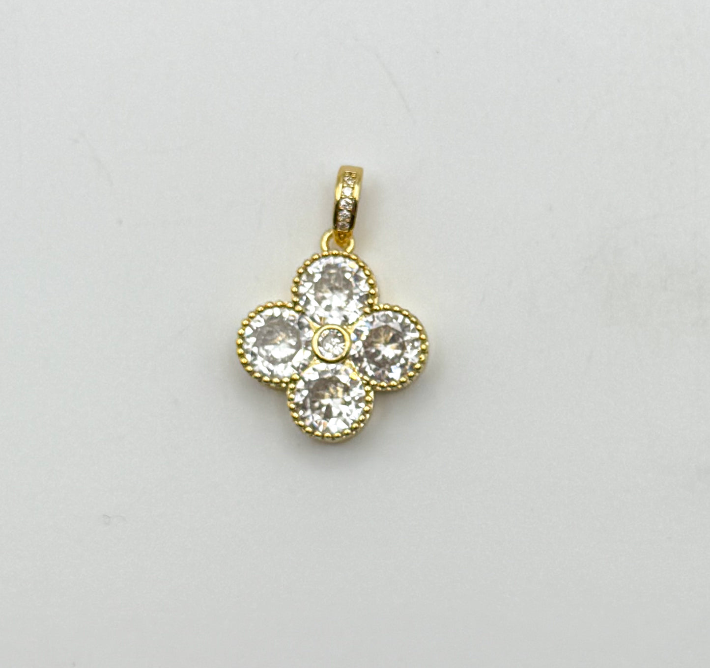 Gold Clover Design with Zircon DIY Pendant