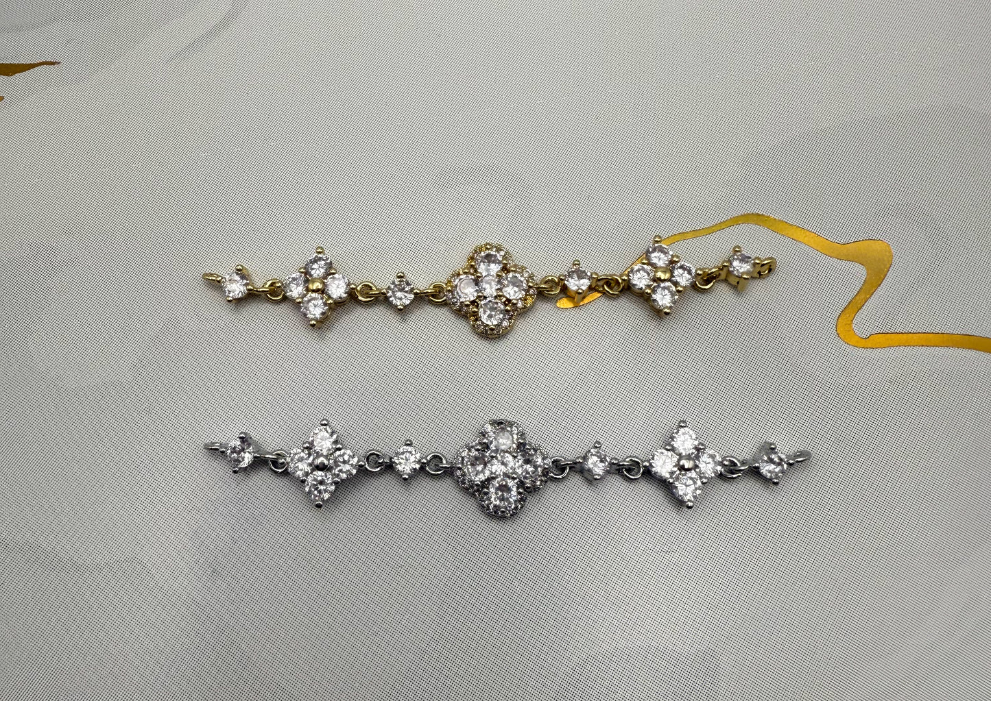 Zircon Clover Design DIY Connector Charms Gold & Silver