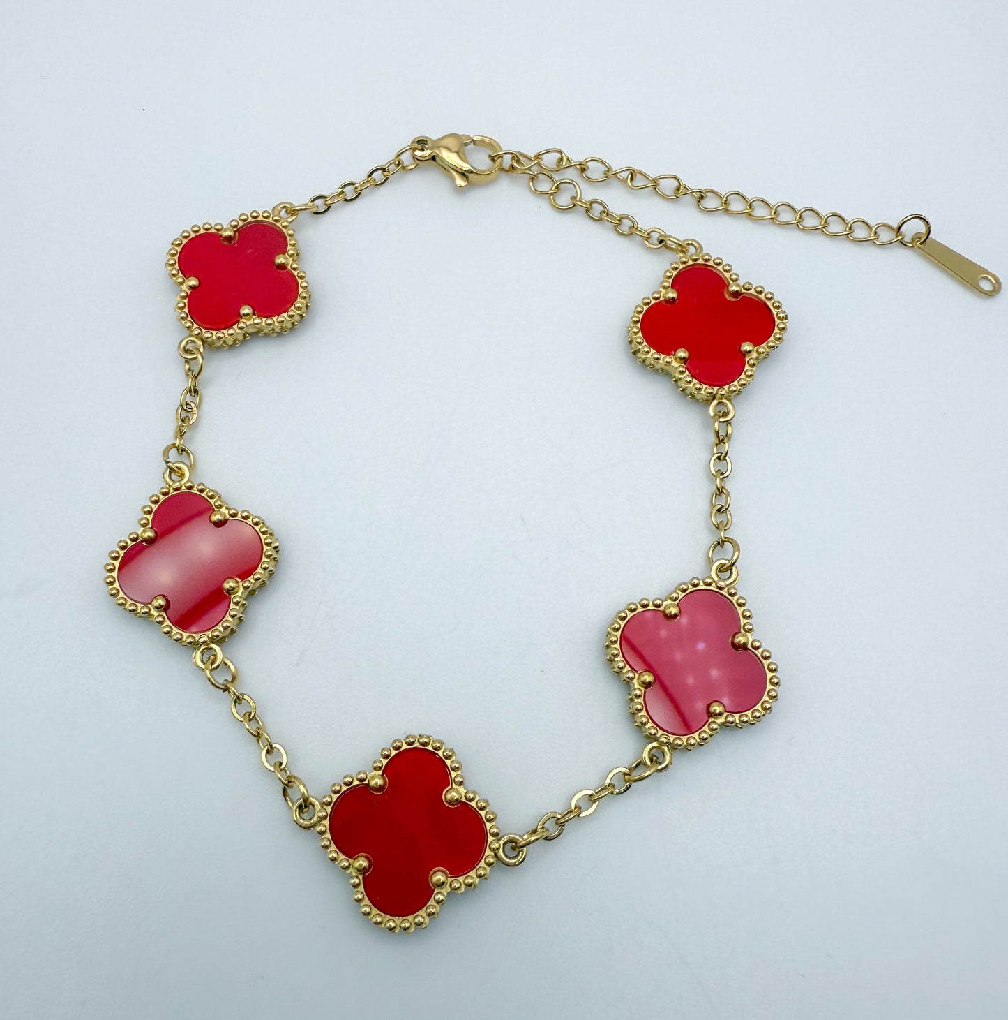 LV Clover Adjustable Gold Stainless Steel Bracelet-Red & Blue