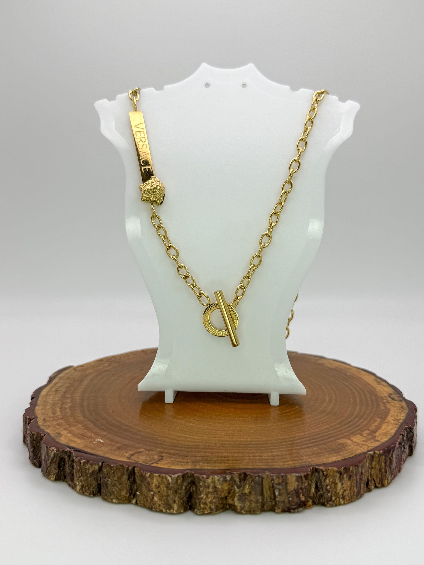 Gold Versace Designer Statement Stainless Steel Necklace