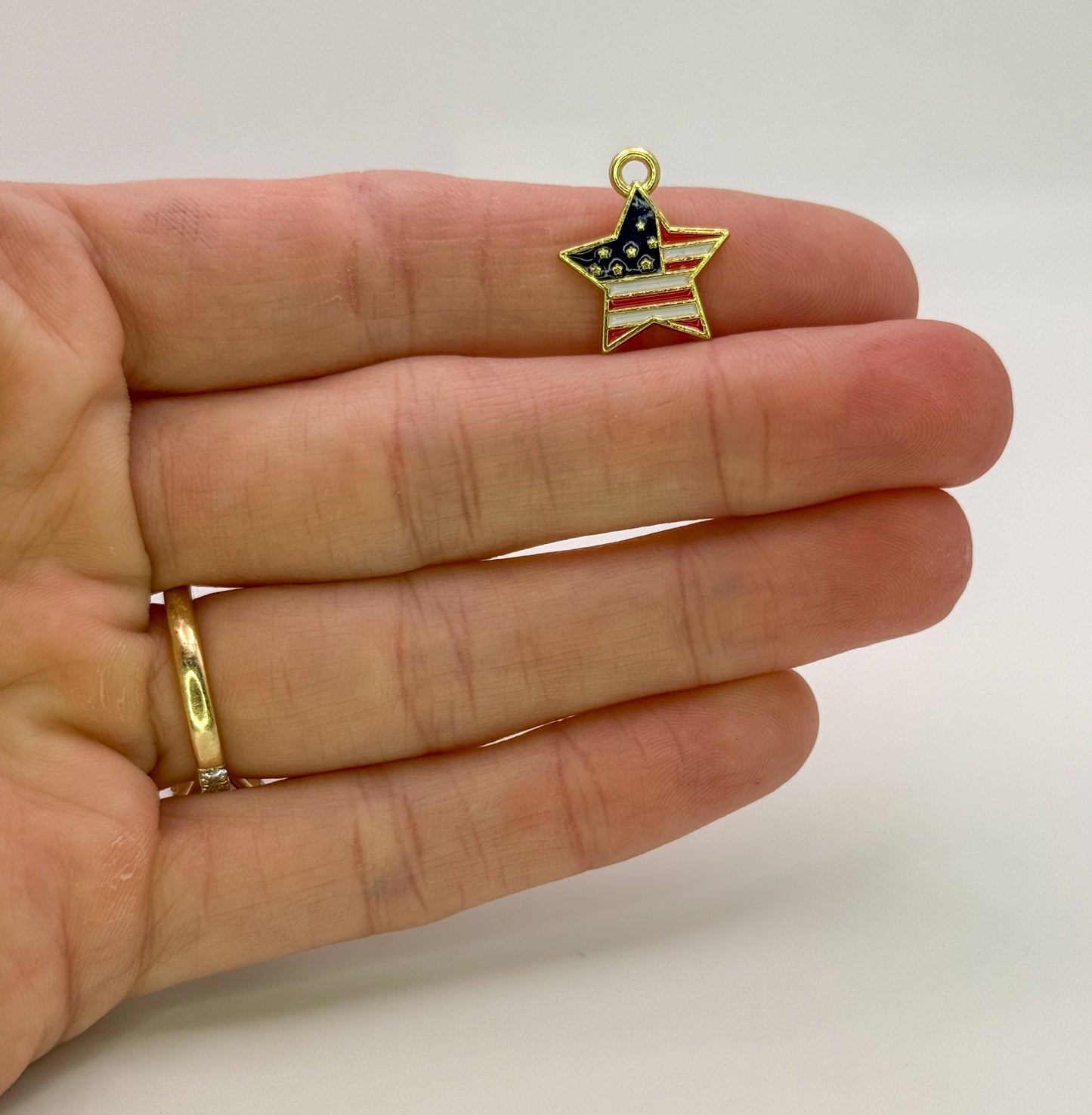 USA July Fourth Flag DIY Gold Metal Charms