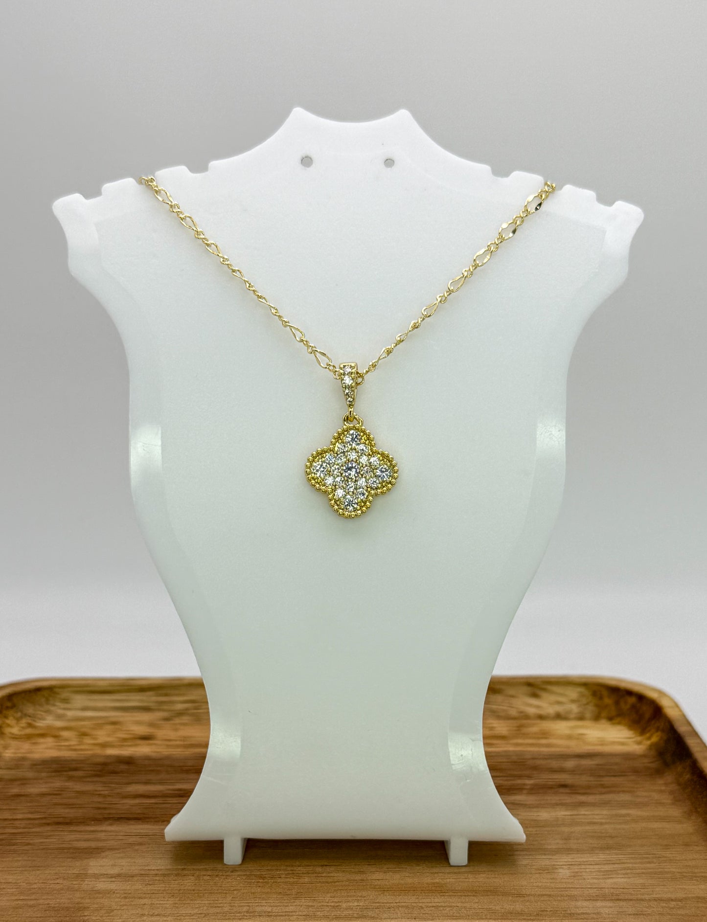 Sparkling Gold Clover Necklace