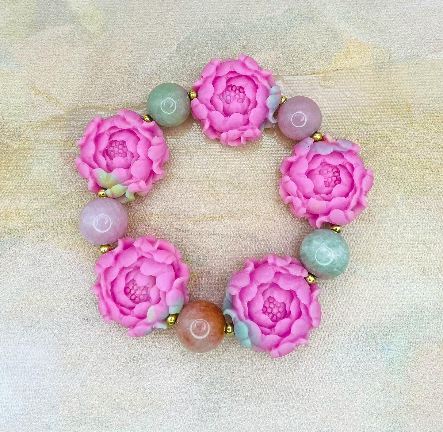 YanYuan Agate Powder Pressed Statement Bracelets