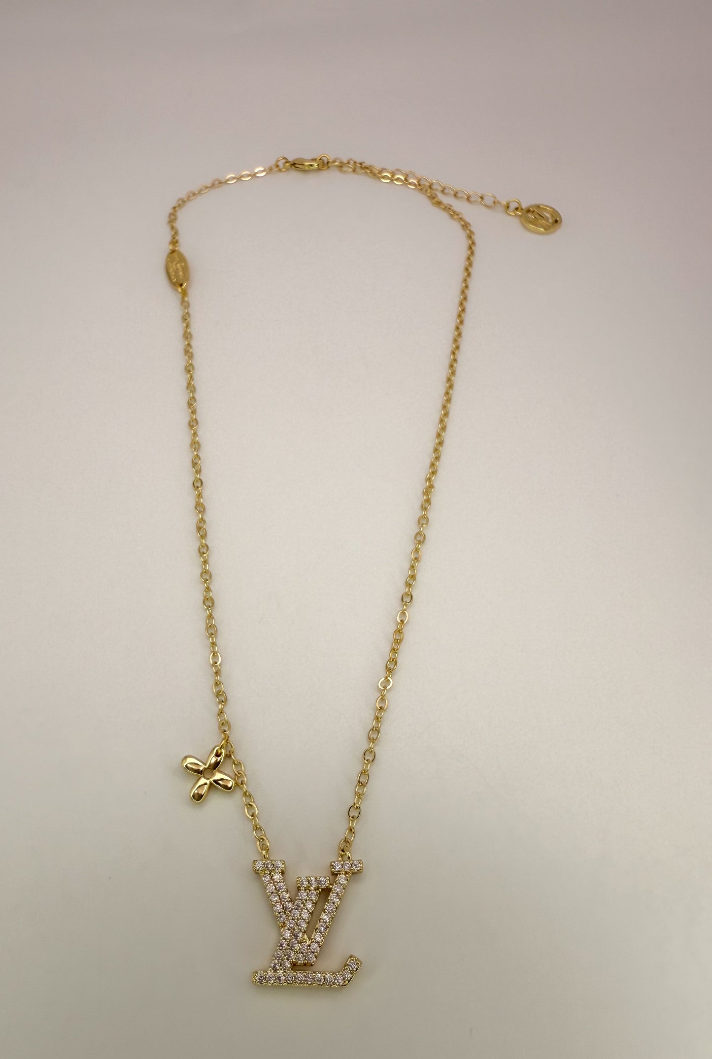 High Quality LV Designer Bling Gold Adjustable Necklace