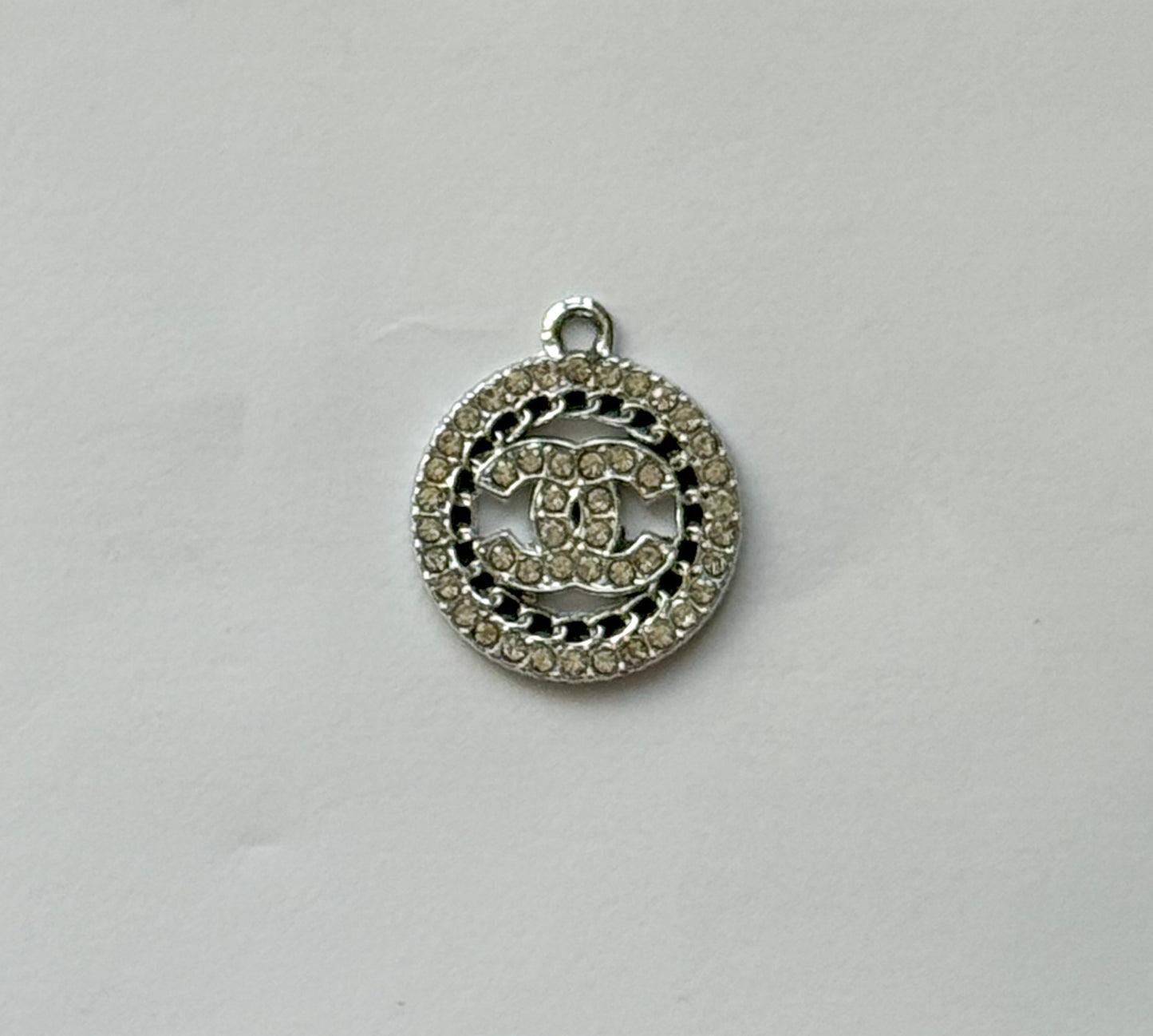 Zircon Covered CC Designer Round Silver or Gold DIY Charms
