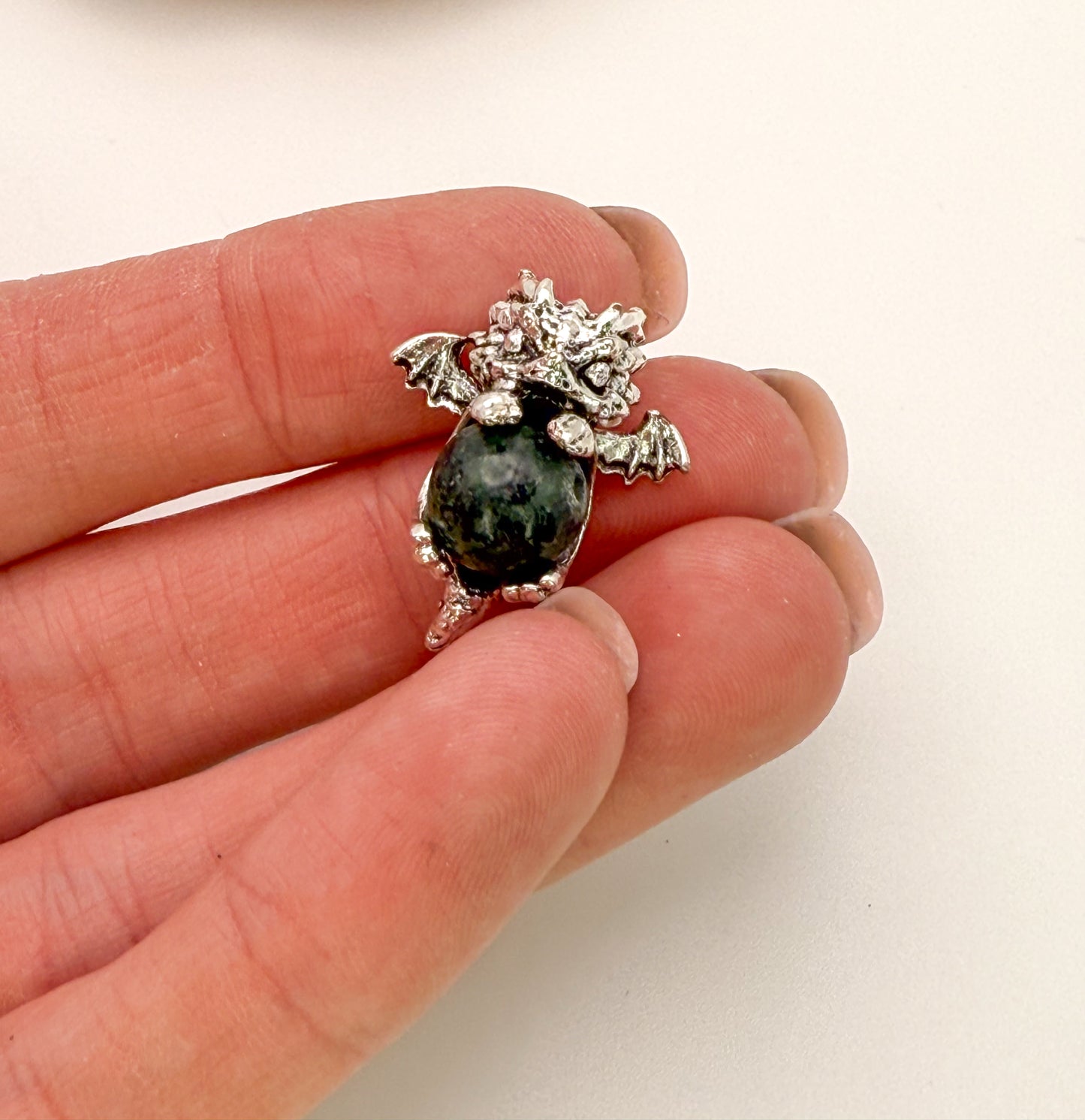 Silver Baby Dragon Bead Holder Charm for DIY Bracelets