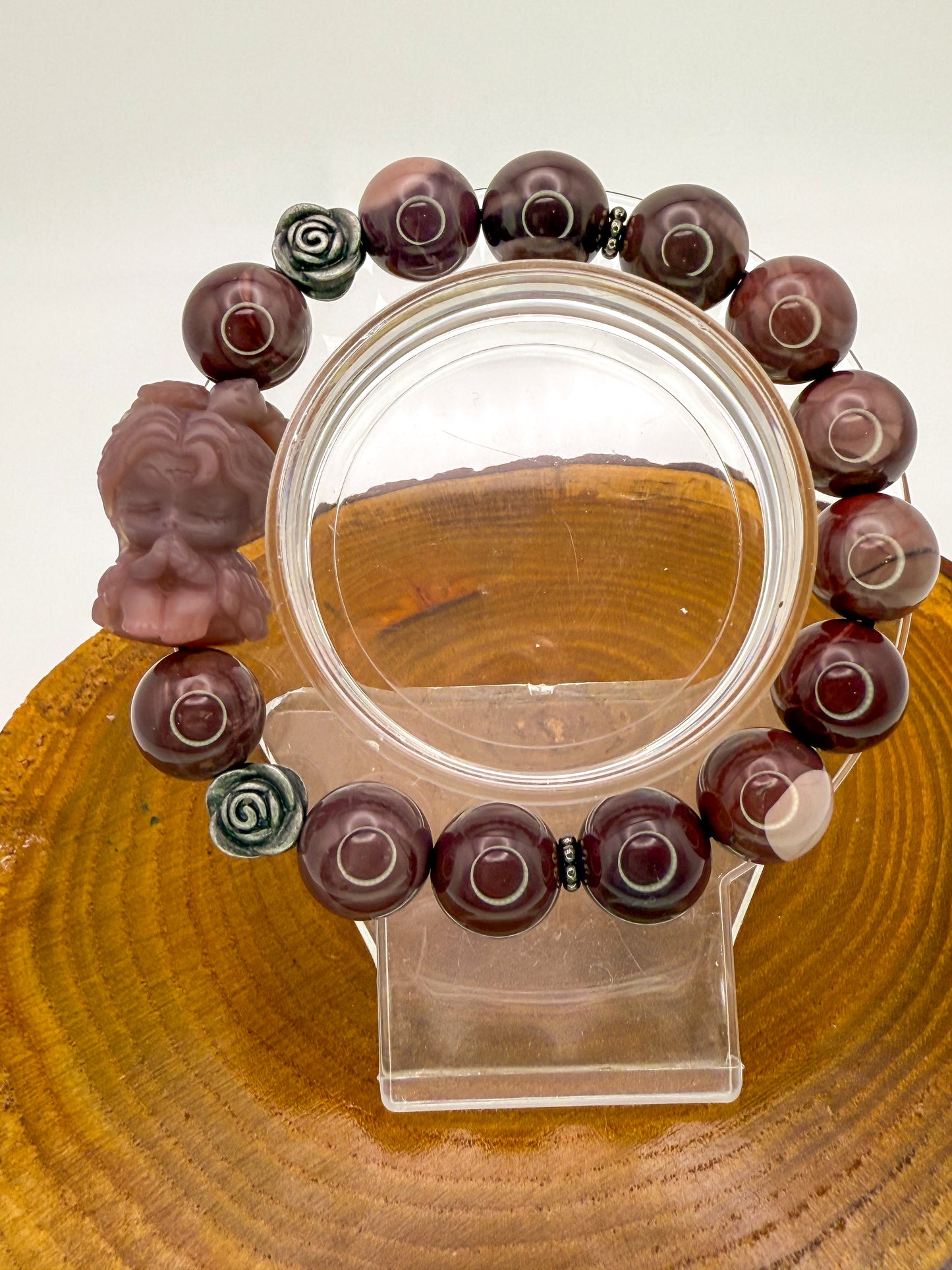 Natural Purple Alashan Agate Gemstone Phoenix Girl Adjustable Stretch Bracelet