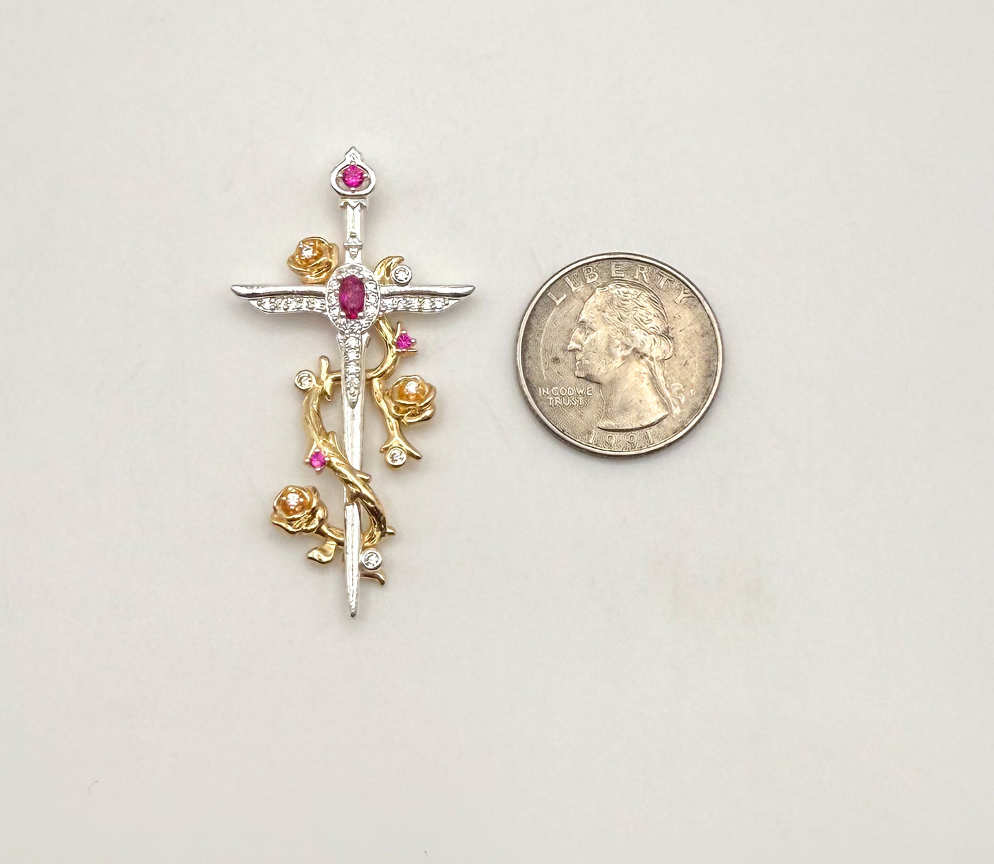 Gold Rose covered on Silver Cross Dragger