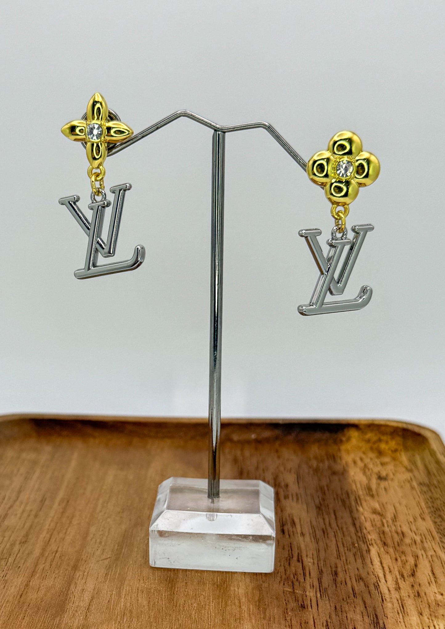 Gold & Silver LV Stud Earrings
