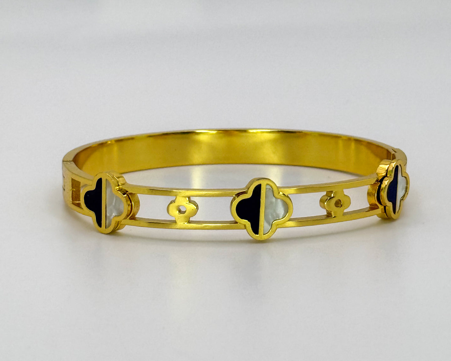 Gold Stainless Steel LV Designer clover Bangle Bracelet