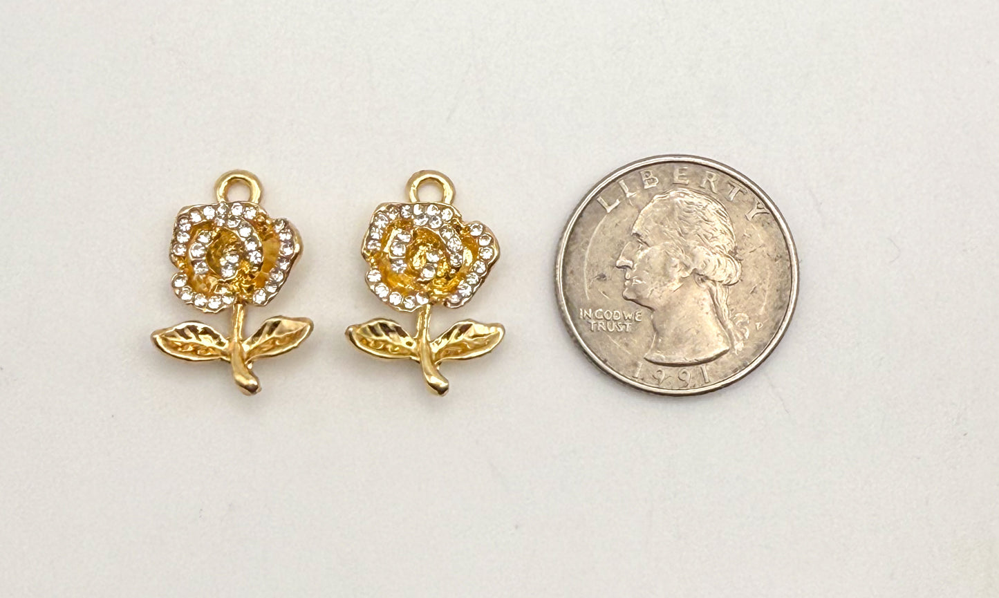 Gold Sparkling Rose DIY Charm