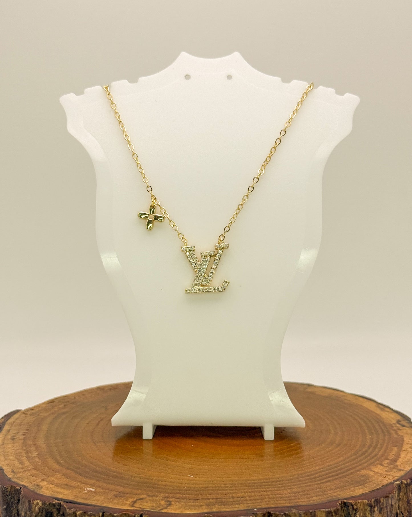 High Quality LV Designer Bling Gold Adjustable Necklace