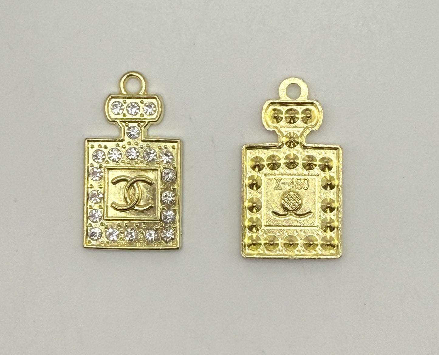 Gold CC Designer Perfume Bottle Design Metal DIY Charms