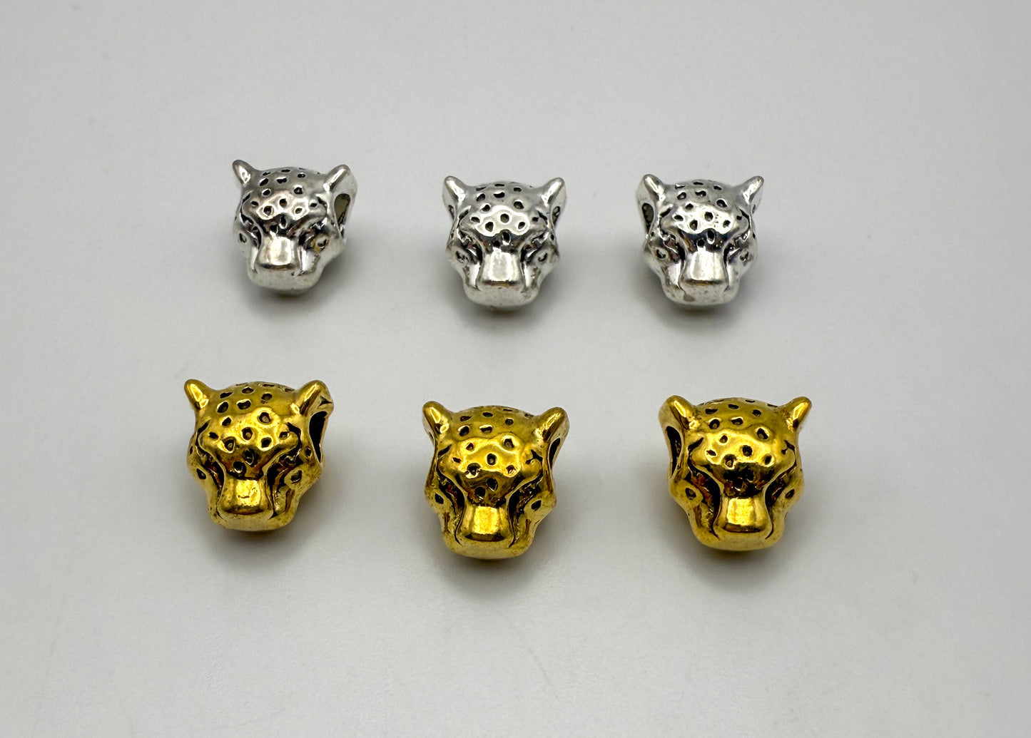 Leopard Head Gold & Silver Spacer Charm Beads
