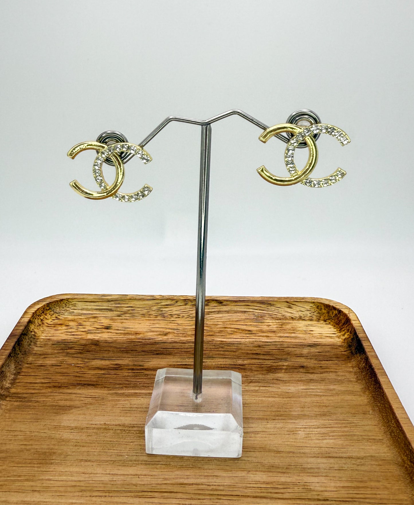 Gold CC Logo Stud Earrings