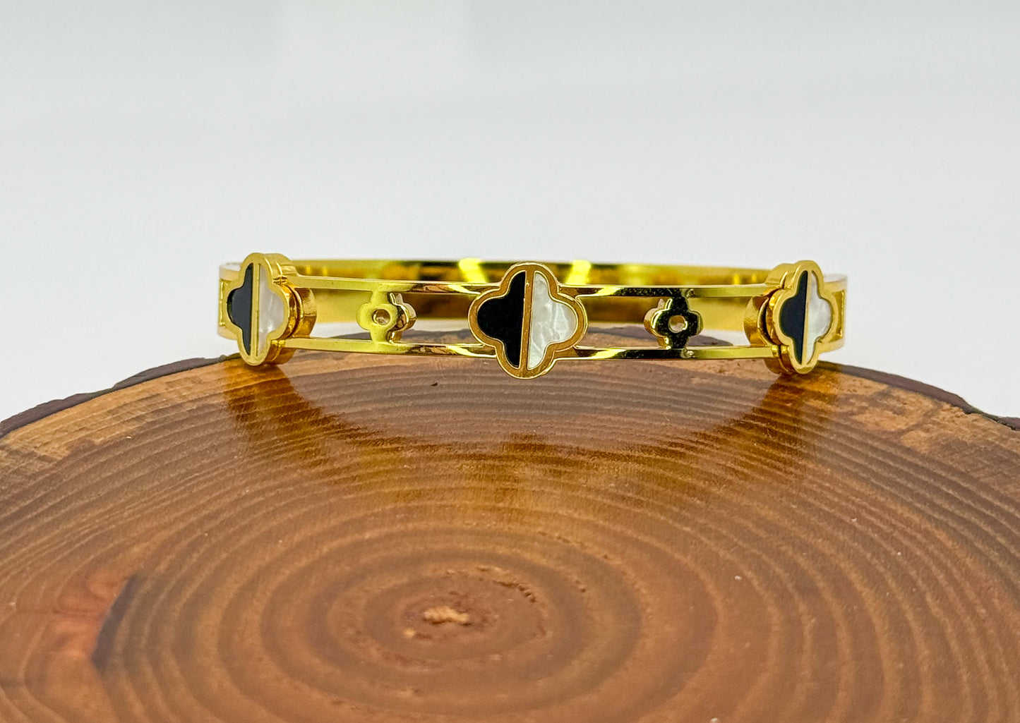 Gold Stainless Steel LV Designer clover Bangle Bracelet