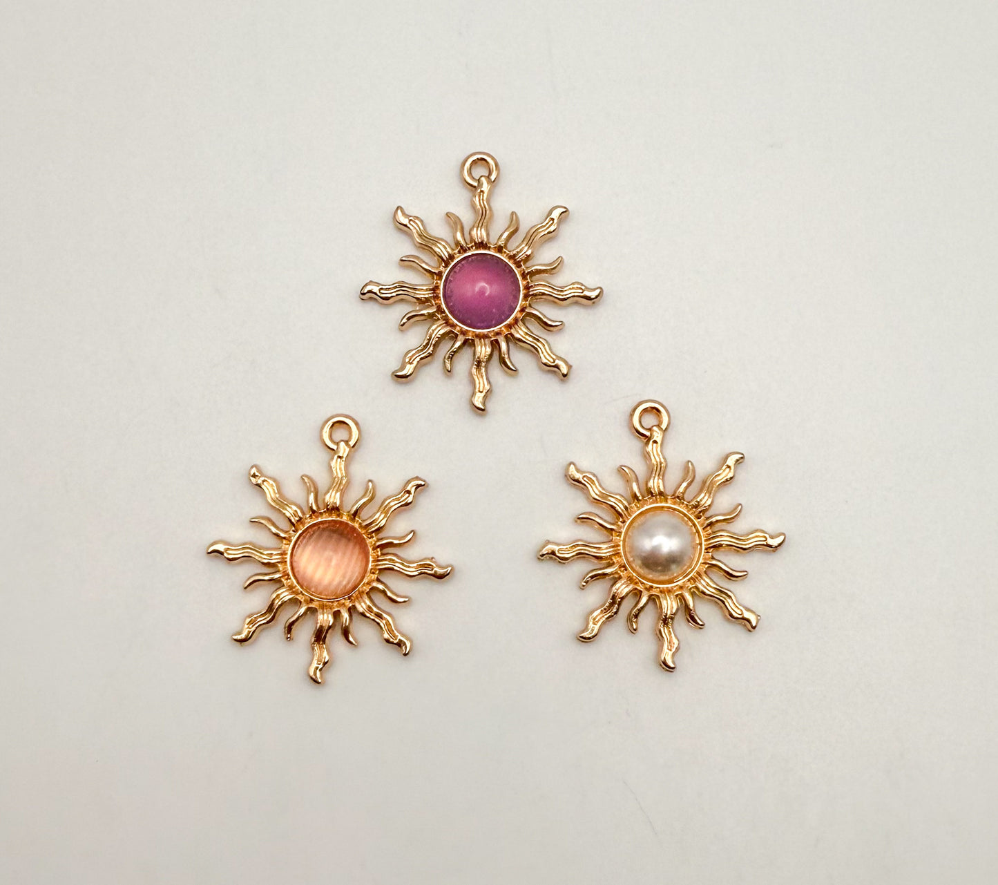 Gold Flaming Sun DIY Metal Charms