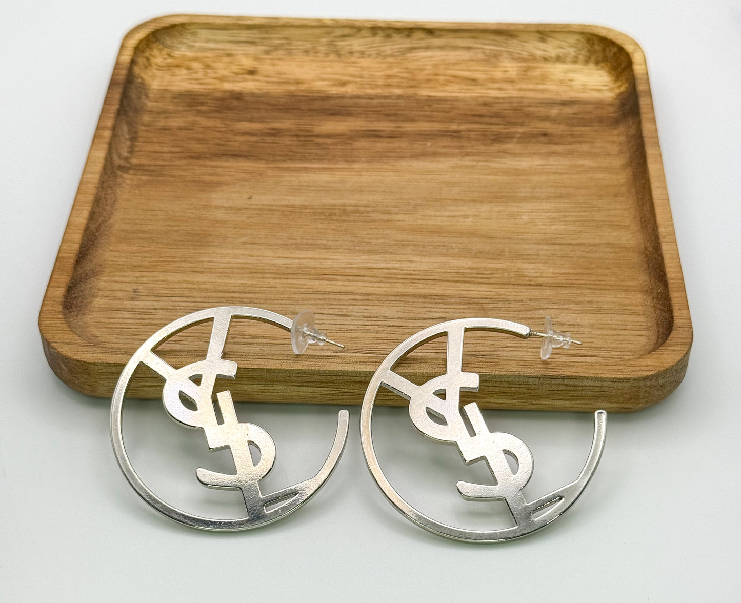 YSL Designer Silver & Gold Hoop Earrings